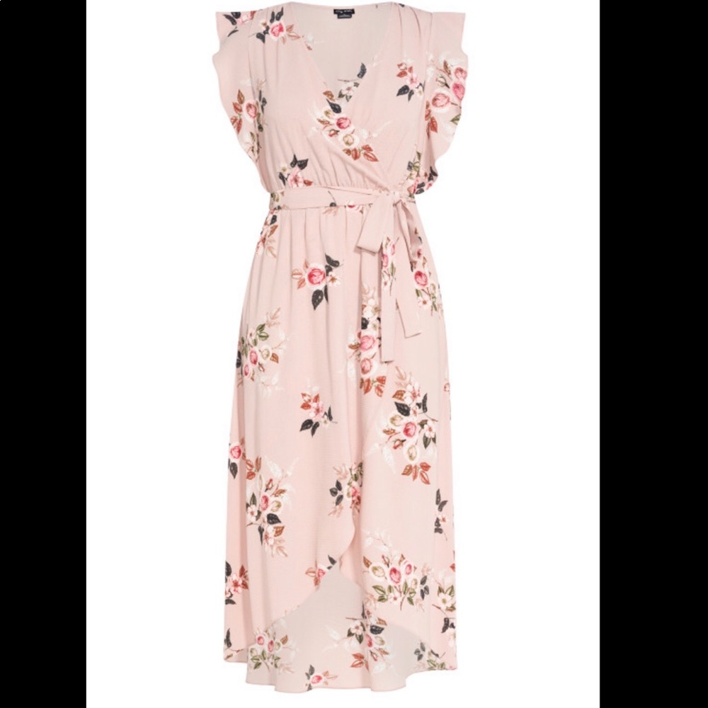 City Chic Wrap Rose Play Maxi Dress- size S (16)